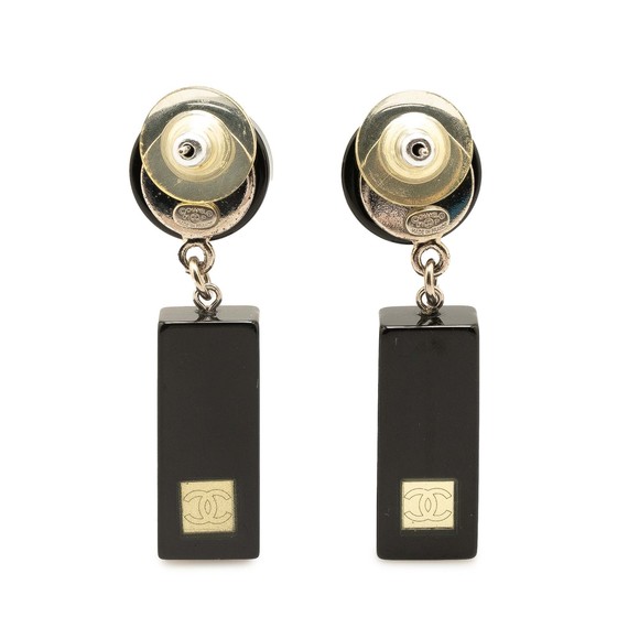 Pre-Loved Chanel Resin CC Bar Drop Earrings - Picture 2 of 4